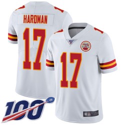 Limited Men's Mecole Hardman White Road Jersey - #17 Football Kansas City Chiefs 100th Season Vapor Untouchable