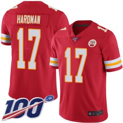 Limited Men's Mecole Hardman Red Home Jersey - #17 Football Kansas City Chiefs 100th Season Vapor Untouchable