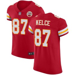 Elite Men's Travis Kelce Red Home Jersey - #87 Football Kansas City Chiefs Vapor Untouchable