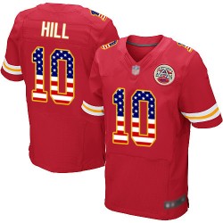 Elite Men's Tyreek Hill Red Home Jersey - #10 Football Kansas City Chiefs USA Flag Fashion