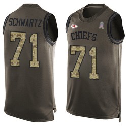 Limited Men's Mitchell Schwartz Green Jersey - #71 Football Kansas City Chiefs Salute to Service Tank Top
