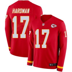 Limited Men's Mecole Hardman Red Jersey - #17 Football Kansas City Chiefs Therma Long Sleeve