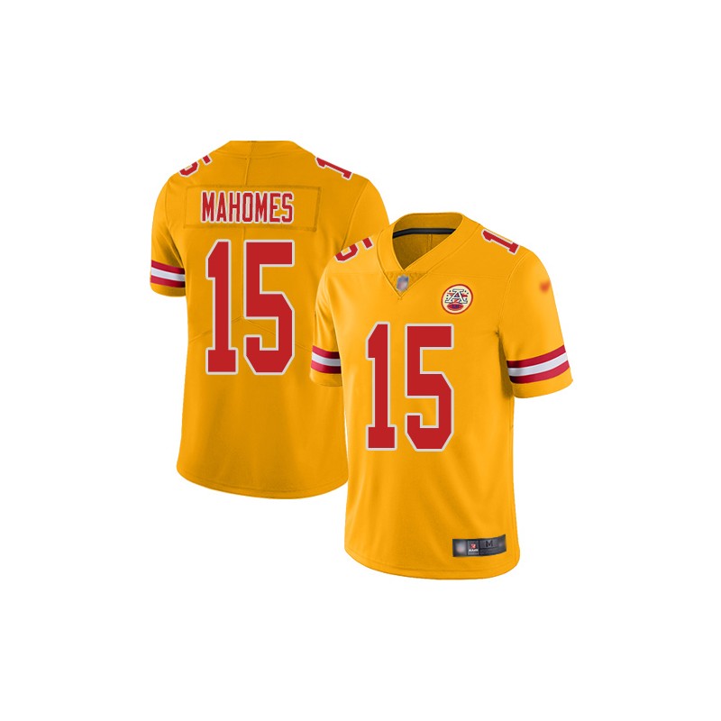 Limited Men's Patrick Mahomes Gold Jersey - #15 Football Kansas City Chiefs  Inverted Legend Size 40/M