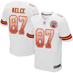 Elite Men's Travis Kelce White Road Jersey - #87 Football Kansas City Chiefs Drift Fashion