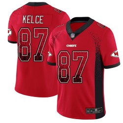 Limited Men's Travis Kelce Red Jersey - #87 Football Kansas City Chiefs Rush Drift Fashion