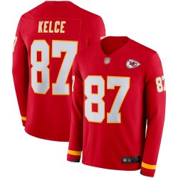 Limited Men's Travis Kelce Red Jersey - #87 Football Kansas City Chiefs Therma Long Sleeve