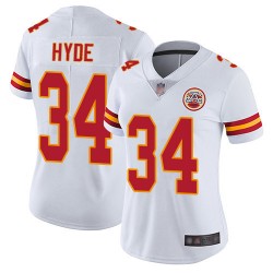 Elite Women's Carlos Hyde White Road Jersey - #34 Football Kansas City Chiefs Vapor Untouchable