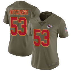 Limited Women's Anthony Hitchens Olive Jersey - #53 Football Kansas City Chiefs 2017 Salute to Service