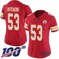 Limited Women's Anthony Hitchens Red Home Jersey - #53 Football Kansas City Chiefs 100th Season Vapor Untouchable