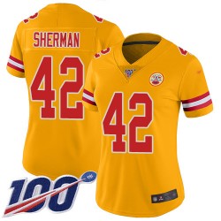 Limited Women's Anthony Sherman Gold Jersey - #42 Football Kansas City Chiefs 100th Season Inverted Legend