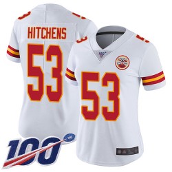 Limited Women's Anthony Hitchens White Road Jersey - #53 Football Kansas City Chiefs 100th Season Vapor Untouchable