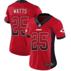 Limited Women's Armani Watts Red Jersey - #25 Football Kansas City Chiefs Rush Drift Fashion