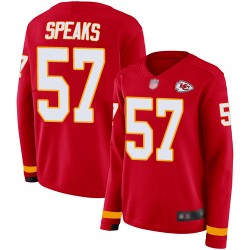 Limited Women's Breeland Speaks Red Jersey - #57 Football Kansas City Chiefs Therma Long Sleeve