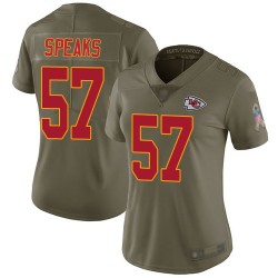 Limited Women's Breeland Speaks Olive Jersey - #57 Football Kansas City Chiefs 2017 Salute to Service