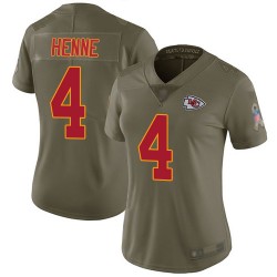 Limited Women's Chad Henne Olive Jersey - #4 Football Kansas City Chiefs 2017 Salute to Service