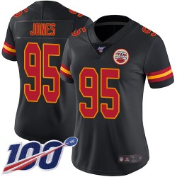 Limited Women's Chris Jones Black Jersey - #95 Football Kansas City Chiefs 100th Season Rush Vapor Untouchable