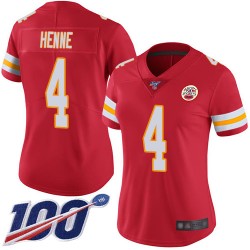 Limited Women's Chad Henne Red Home Jersey - #4 Football Kansas City Chiefs 100th Season Vapor Untouchable