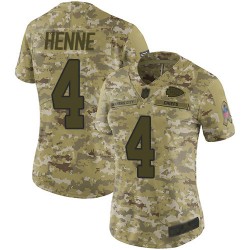 Limited Women's Chad Henne Camo Jersey - #4 Football Kansas City Chiefs 2018 Salute to Service