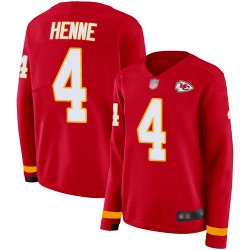Limited Women's Chad Henne Red Jersey - #4 Football Kansas City Chiefs Therma Long Sleeve
