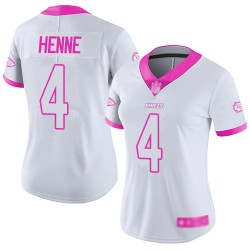 Limited Women's Chad Henne White/Pink Jersey - #4 Football Kansas City Chiefs Rush Fashion