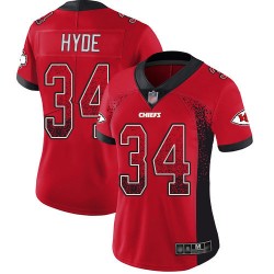 Limited Women's Carlos Hyde Red Jersey - #34 Football Kansas City Chiefs Rush Drift Fashion