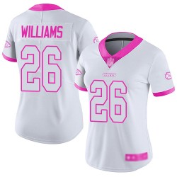 Limited Women's Damien Williams White/Pink Jersey - #26 Football Kansas City Chiefs Rush Fashion