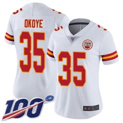 Limited Women's Christian Okoye White Road Jersey - #35 Football Kansas City Chiefs 100th Season Vapor Untouchable
