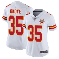 Limited Women's Christian Okoye White Road Jersey - #35 Football Kansas City Chiefs Vapor Untouchable