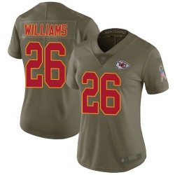 Limited Women's Damien Williams Olive Jersey - #26 Football Kansas City Chiefs 2017 Salute to Service