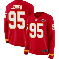 Limited Women's Chris Jones Red Jersey - #95 Football Kansas City Chiefs Therma Long Sleeve