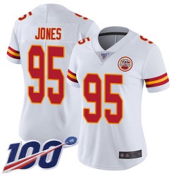 Limited Women's Chris Jones White Road Jersey - #95 Football Kansas City Chiefs 100th Season Vapor Untouchable