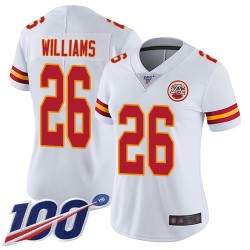 Limited Women's Damien Williams White Road Jersey - #26 Football Kansas City Chiefs 100th Season Vapor Untouchable