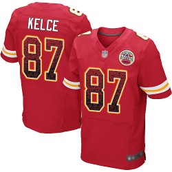 Elite Men's Travis Kelce Red Home Jersey - #87 Football Kansas City Chiefs Drift Fashion