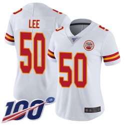 Limited Women's Darron Lee White Road Jersey - #50 Football Kansas City Chiefs 100th Season Vapor Untouchable