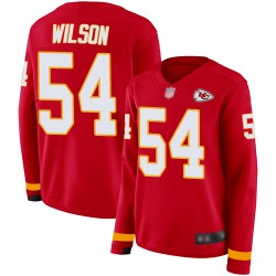 Limited Women's Damien Wilson Red Jersey - #54 Football Kansas City Chiefs Therma Long Sleeve