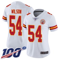 Limited Women's Damien Wilson White Road Jersey - #54 Football Kansas City Chiefs 100th Season Vapor Untouchable