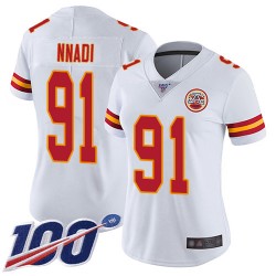Limited Women's Derrick Nnadi White Road Jersey - #91 Football Kansas City Chiefs 100th Season Vapor Untouchable