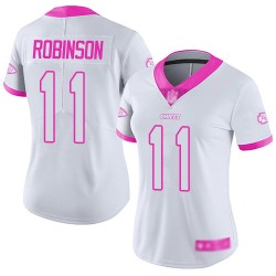 Limited Women's Demarcus Robinson White/Pink Jersey - #11 Football Kansas City Chiefs Rush Fashion