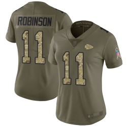 Limited Women's Demarcus Robinson Olive/Camo Jersey - #11 Football Kansas City Chiefs 2017 Salute to Service