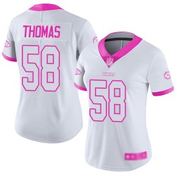 Limited Women's Derrick Thomas White/Pink Jersey - #58 Football Kansas City Chiefs Rush Fashion