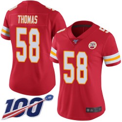 Limited Women's Derrick Thomas Red Home Jersey - #58 Football Kansas City Chiefs 100th Season Vapor Untouchable