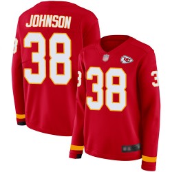Limited Women's Dontae Johnson Red Jersey - #38 Football Kansas City Chiefs Therma Long Sleeve