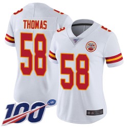 Limited Women's Derrick Thomas White Road Jersey - #58 Football Kansas City Chiefs 100th Season Vapor Untouchable