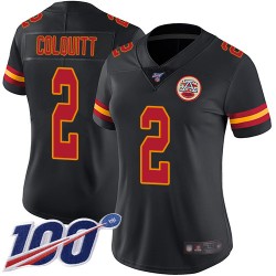 Limited Women's Dustin Colquitt Black Jersey - #2 Football Kansas City Chiefs 100th Season Rush Vapor Untouchable