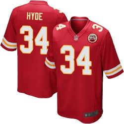 Game Men's Carlos Hyde Red Home Jersey - #34 Football Kansas City Chiefs