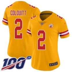 Limited Women's Dustin Colquitt Gold Jersey - #2 Football Kansas City Chiefs 100th Season Inverted Legend