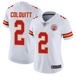 Limited Women's Dustin Colquitt White Road Jersey - #2 Football Kansas City Chiefs Vapor Untouchable