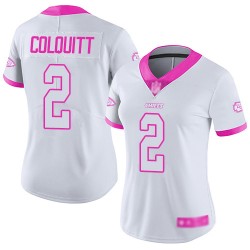 Limited Women's Dustin Colquitt White/Pink Jersey - #2 Football Kansas City Chiefs Rush Fashion