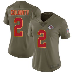 Limited Women's Dustin Colquitt Olive Jersey - #2 Football Kansas City Chiefs 2017 Salute to Service