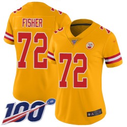 Limited Women's Eric Fisher Gold Jersey - #72 Football Kansas City Chiefs 100th Season Inverted Legend